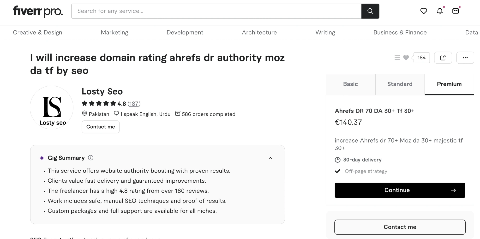 Fiverr gig: increase domain rating ahrefs dr authority